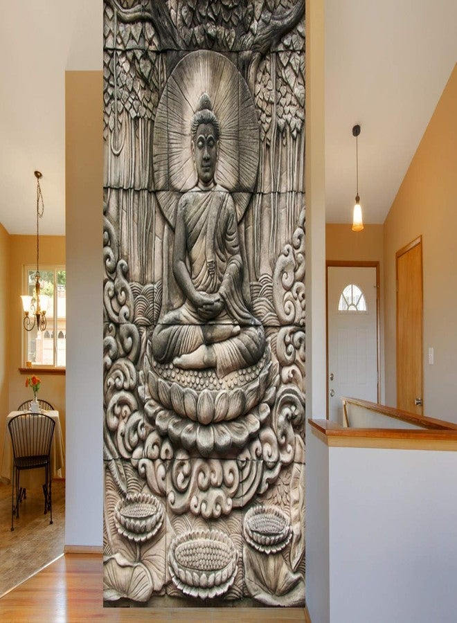 999STORE 3D Print Latest Door Living Room Bed Room Home Hall Wall Stickers Sheet roll Lord Gautam Buddha Budha Meditating Mural Wallpaper for Wall (Vinyl Self Adhesive 36X60 Inches) NonW350853 - Image 1